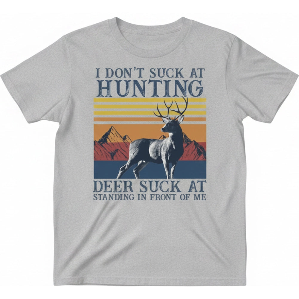 Custom Photo T-Shirt I Don't Suck at Hunting Deer Vintage Design product on white background