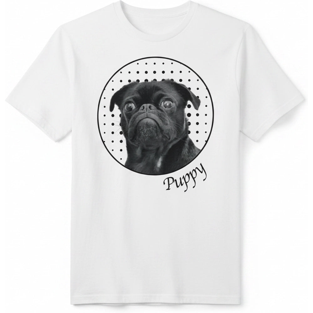 Custom Photo Upload T-Shirt with Polka Dot Circle Design product on white background