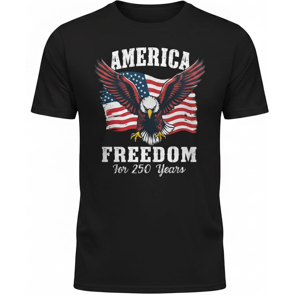 Custom Photo T-Shirt with Eagle and American Flag America Freedom product on white background