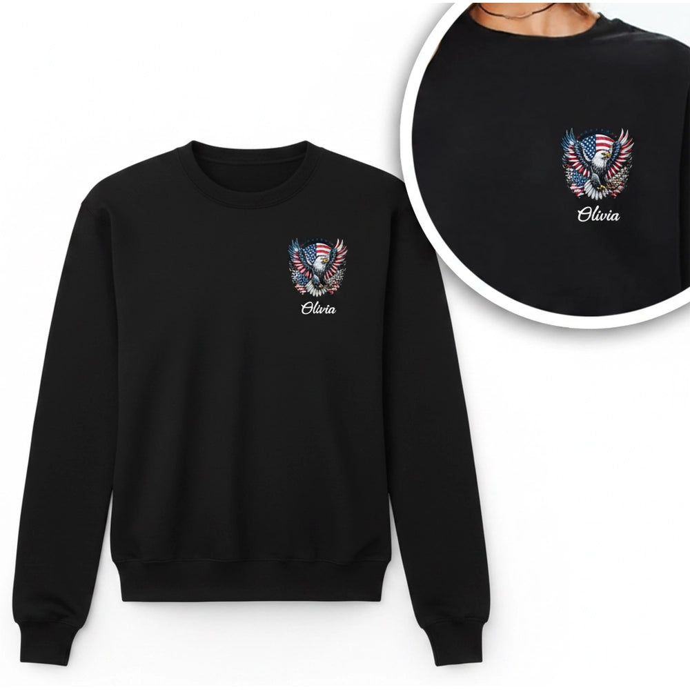 Custom Photo T-Shirt with Eagle & American Flags 250th Anniversary product on white background