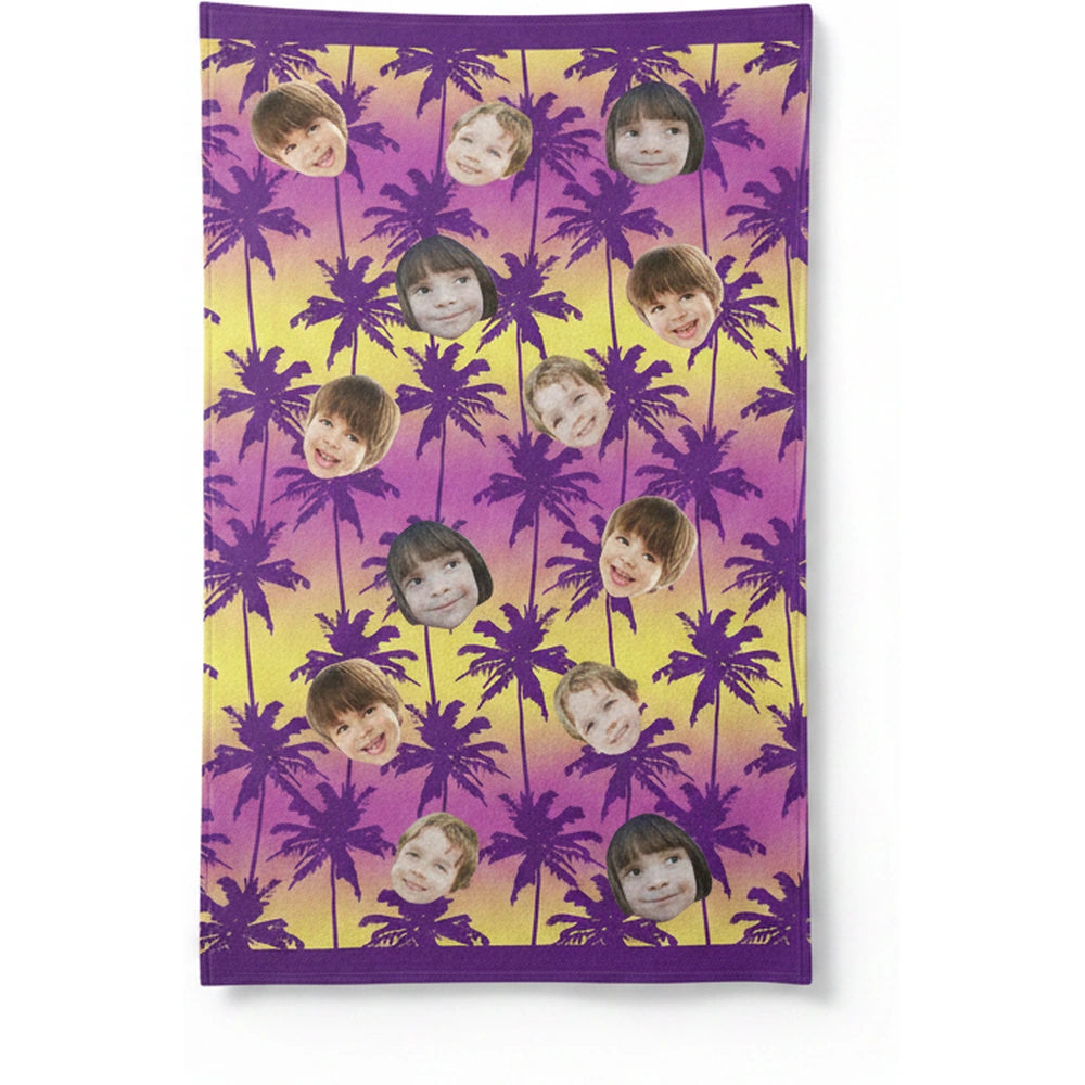 Custom Photo Upload Beach Towel with Tropical Palm Trees product on white background