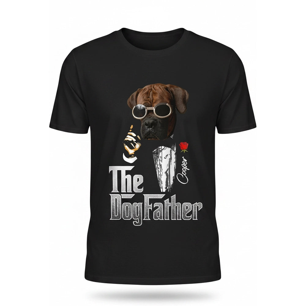 Custom Photo Upload The DogFather T-Shirt with Dog in Tuxedo product on white background