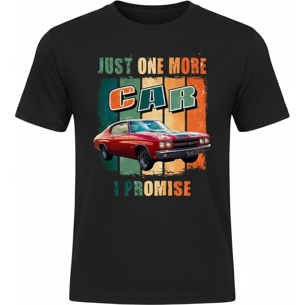 Custom Photo Upload T-Shirt with Just One More Car I Promise Text product on white