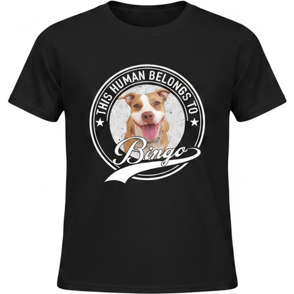 Human Belongs To Dog Cat Personalized Custom Photo Dog Cat Pet T-Shirt product on white