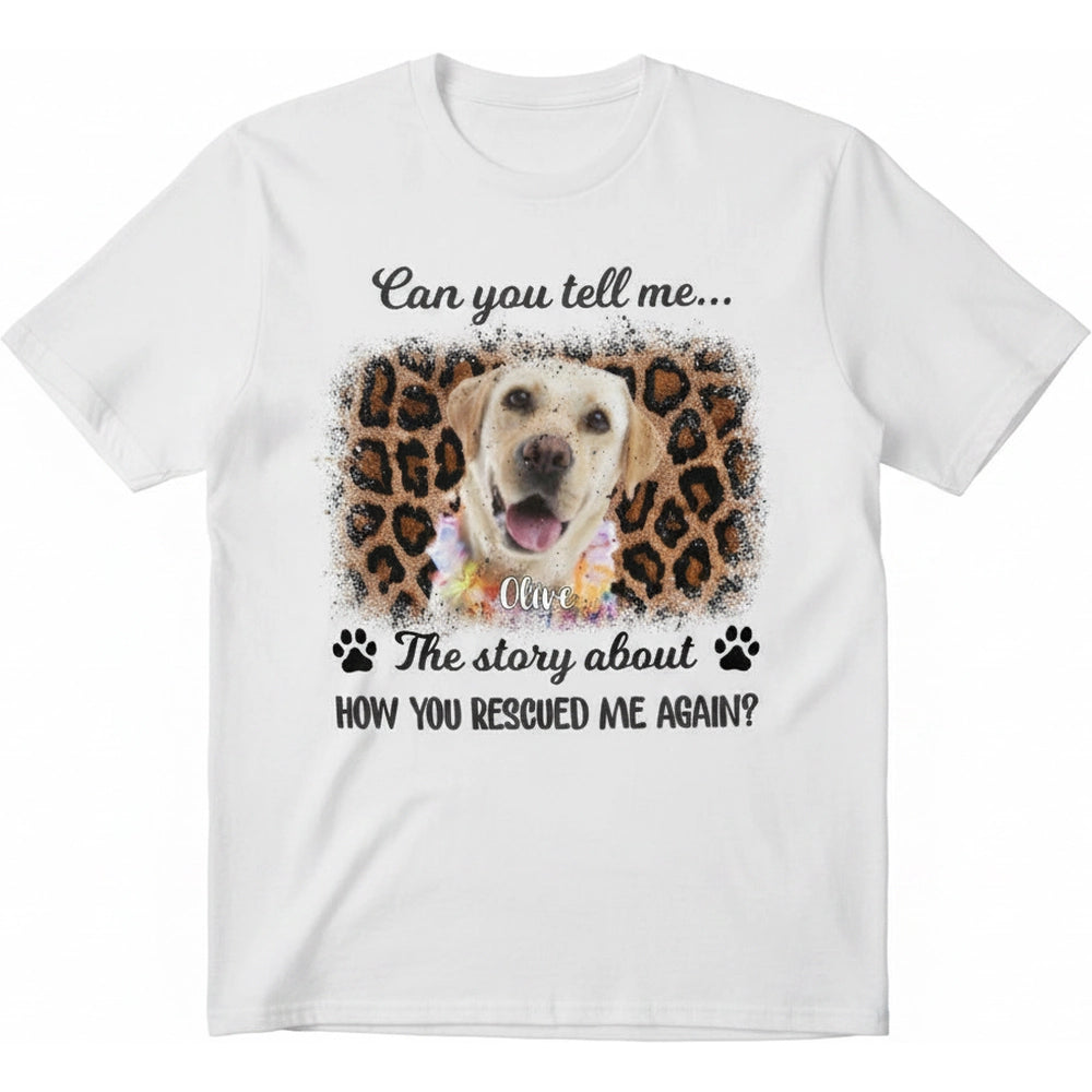 Custom Photo T-Shirt with Leopard Print Frame & Paw Prints product on white background
