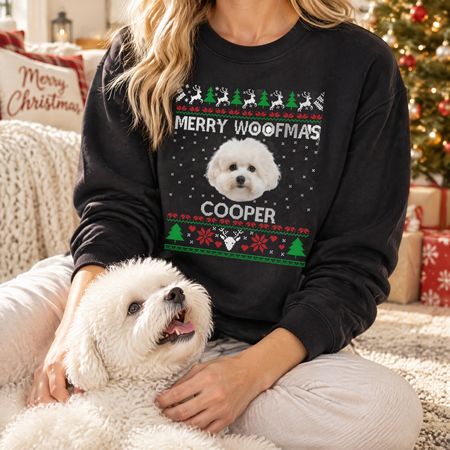 Custom Photo Upload Merry Woofmas Ugly Christmas Sweatshirt RN7EH