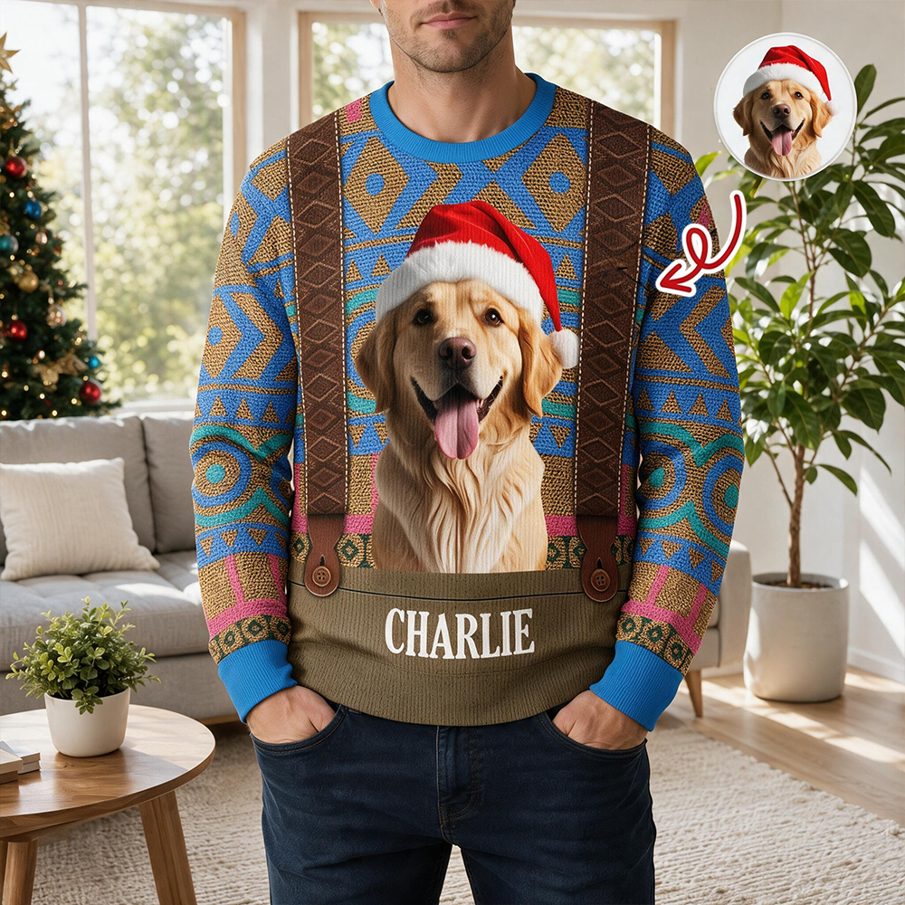 Custom Dog Photo Frozen Christmas Ugly Sweater For Dog Lovers DP3PF