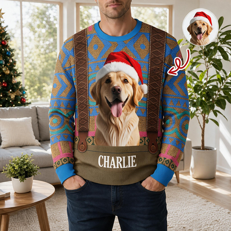 Custom Dog Photo Frozen Christmas Ugly Sweater For Dog Lovers DP3PF