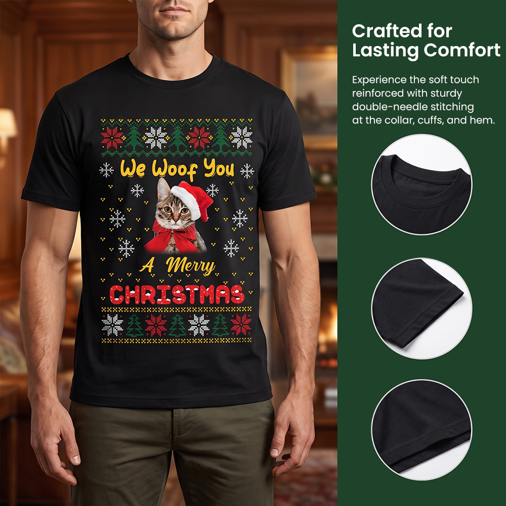 Custom Photo Upload T-Shirt We Woof You A Merry Christmas MZ5NS