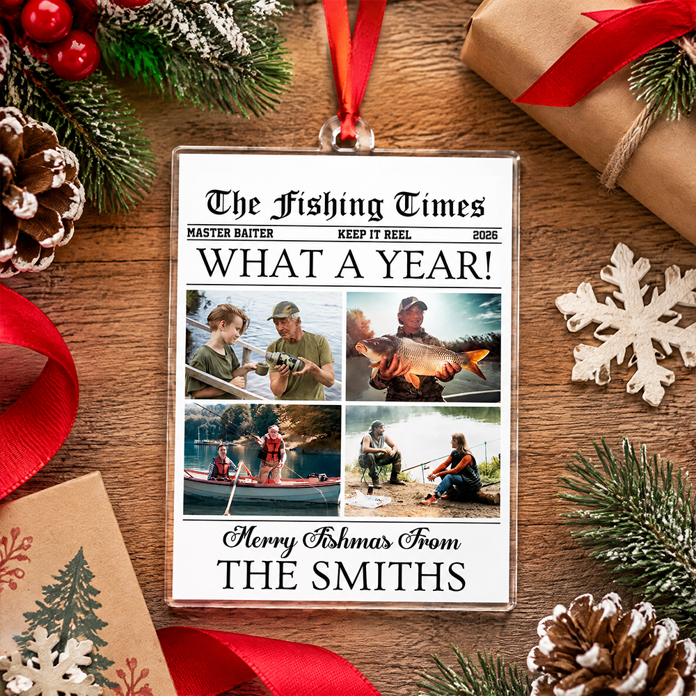 Custom Photo Upload Acrylic Ornament with The Fishing Times Design C5MHQ