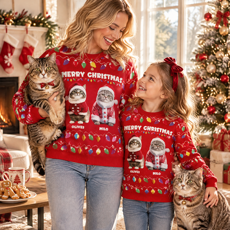 Custom Photo Meowy Catmas Christmas Ugly Sweater YZD32