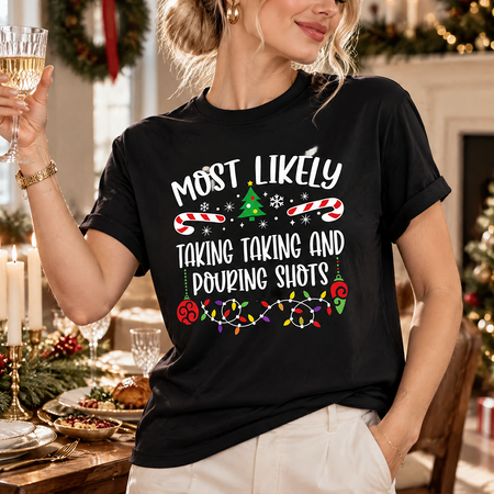 Custom Personalized T-Shirt with Christmas Lights & Candy Canes TNLB7