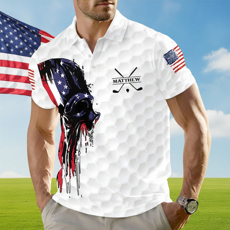 Personalized American Skull Flag Polo Shirt EPJQ3