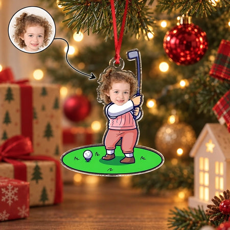 Custom Photo Upload Acrylic Ornament with Golf Theme 4ARNQ