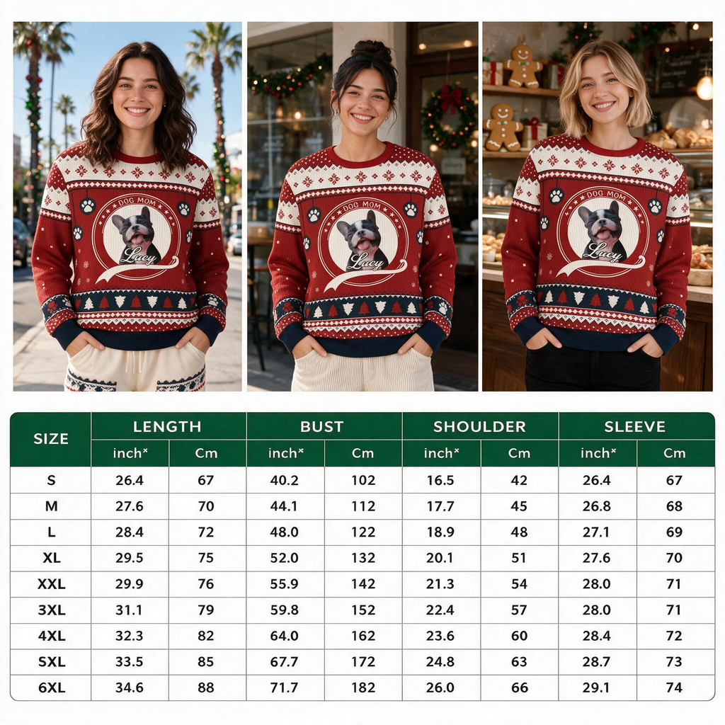 Custom Photo Upload Dog Mom Sweater with Fair Isle Pattern SBV53