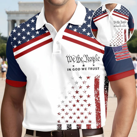 Custom Name We The People Patriotic Polo Shirt WMH7K