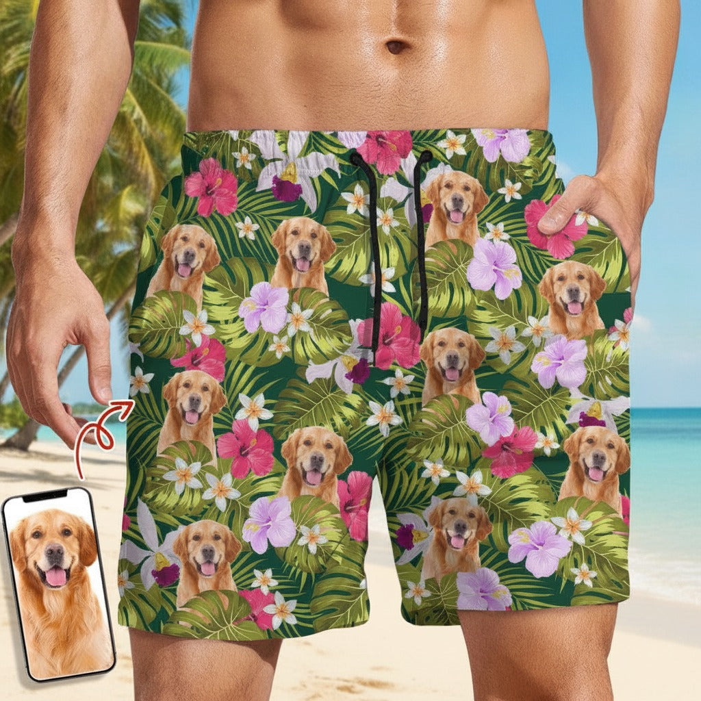 Custom Dog Photo Tropical Style Beach Short WYR2A