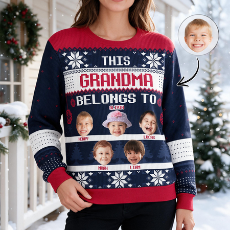 Custom Photo Upload Sweater This Grandma Belongs To - Grandma F6NY5