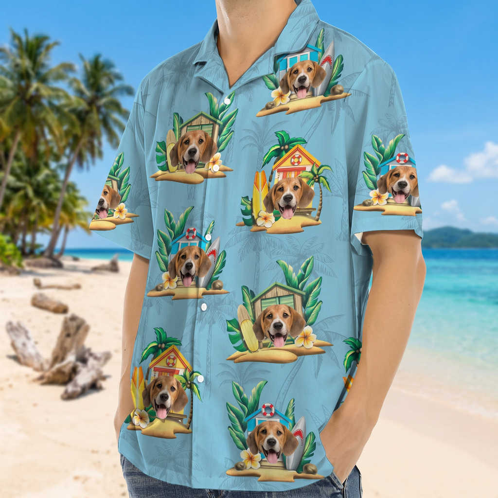 Custom Dog Photo Tropical Men's Hawaiian Shirt