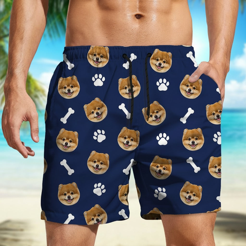 Custom Photo Face Dog With Bone Beach Short JRPDD