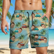Custom Cute Face Island Vacation Beach Short A75PW