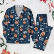 Custom Photo Upload Pajamas with I Love My Family & Paw Prints CIVU9