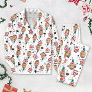 Custom Photo Upload Pajamas with Best Dad Ever Text & Palm Trees CRYV4
