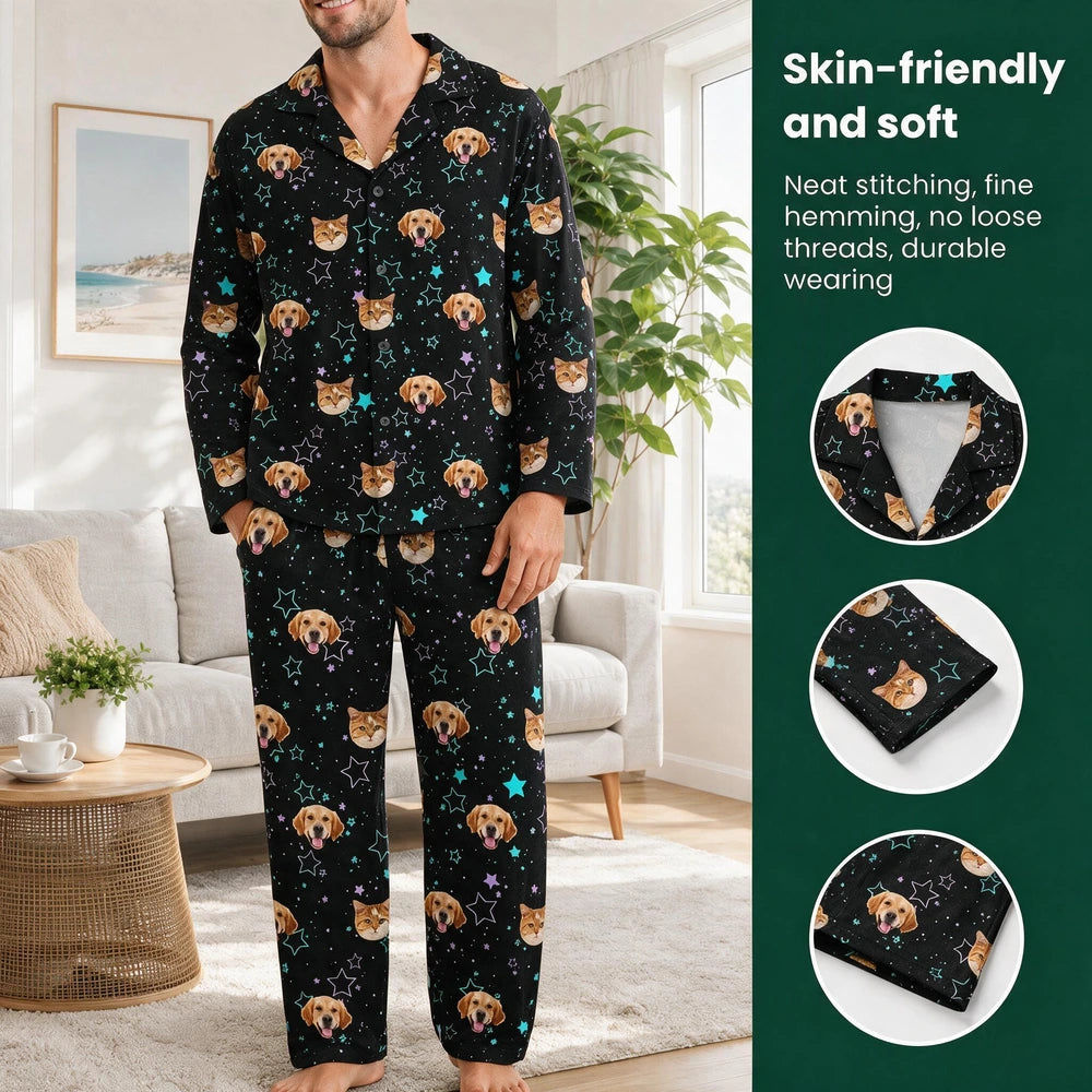 Custom Photo Upload Pajamas with Hearts Pattern 8JRNY