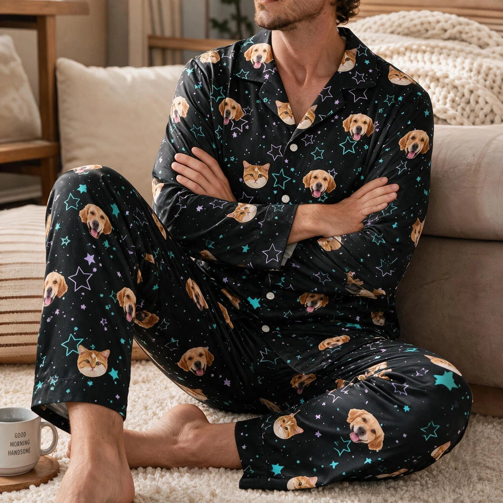 Custom Photo Upload Pajamas with Hearts Pattern 8JRNY
