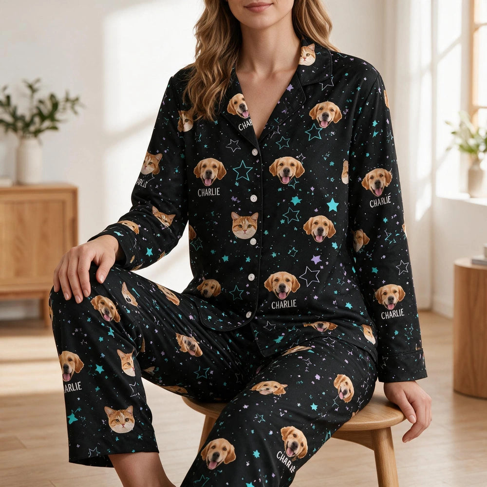 Custom Photo Upload Pajamas with Hearts Pattern 8JRNY