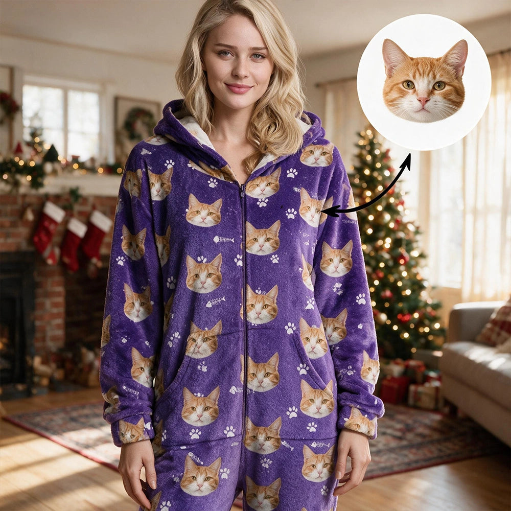 Custom Galaxy Onesie Pajamas Cat Pajamas — Gift for Cat Lovers KR37P