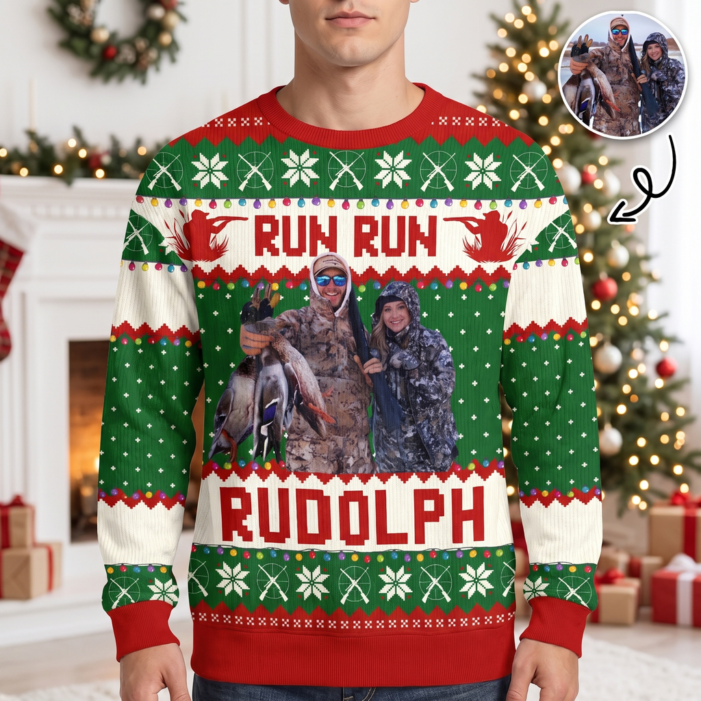 Custom Photo Upload Merry Huntmas Ugly Christmas Sweater X9FSH