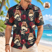 Custom Dog Skull Face Tropical Leaf Hawaiian Shirt — Gift for Dog Lovers S6G54