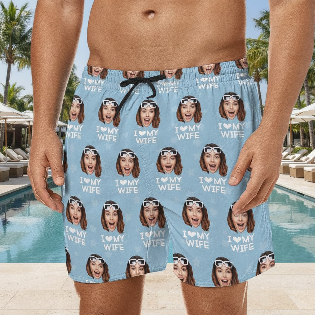 Custom Photo I Love My Girlfriend Beach Short 893H3