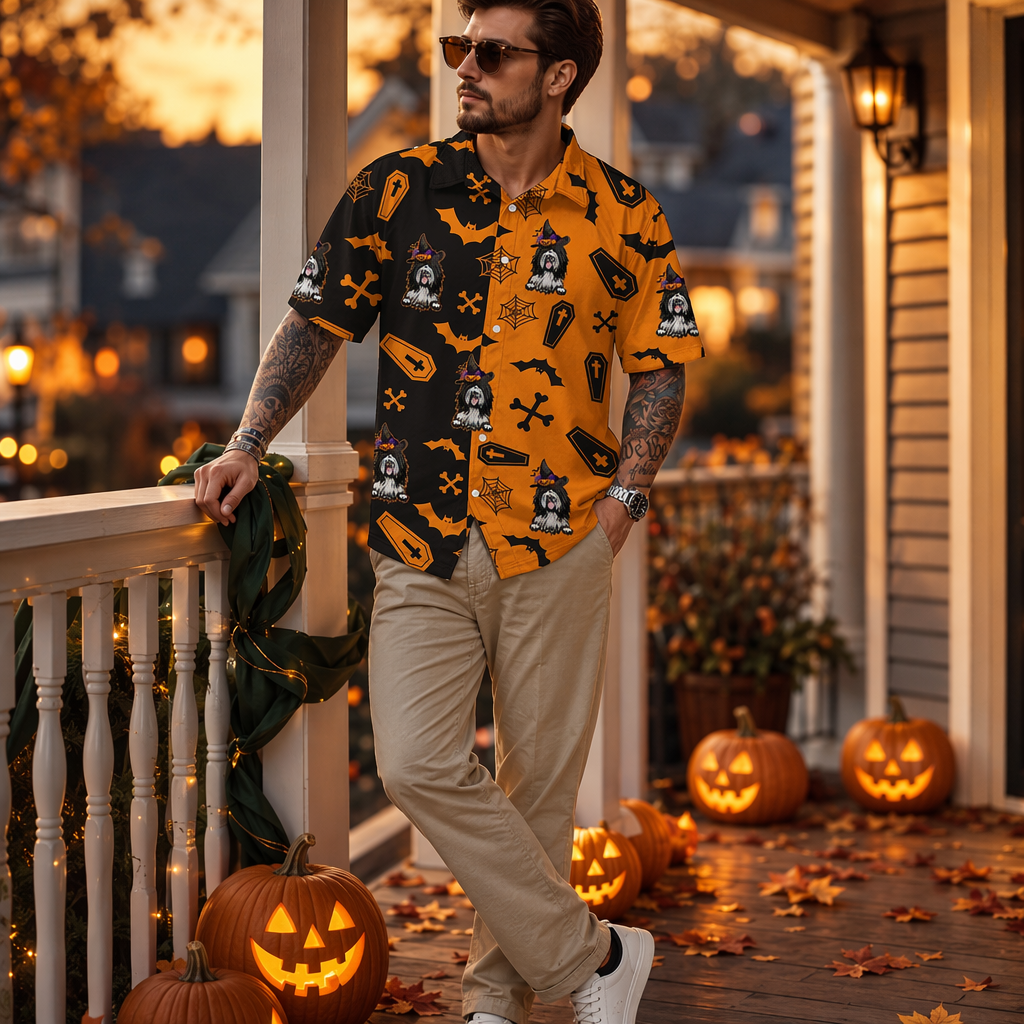Custom Photo Dog Cat Halloween Hawaii Shirt 4UJUF