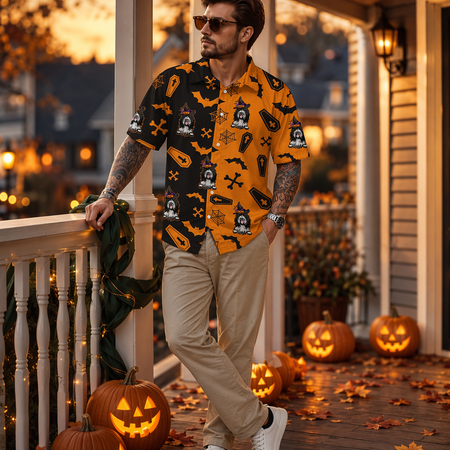 Custom Photo Dog Cat Halloween Hawaii Shirt 4UJUF