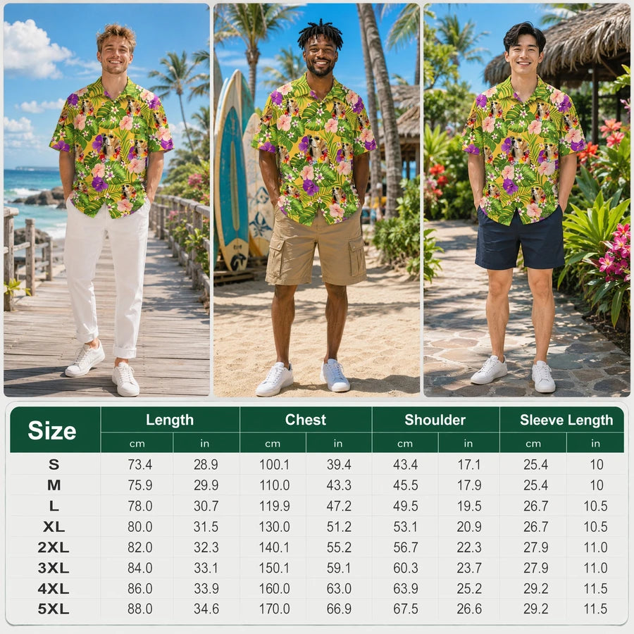 Custom Dog Funny Face Hawaiian Shirt - fabric material detail