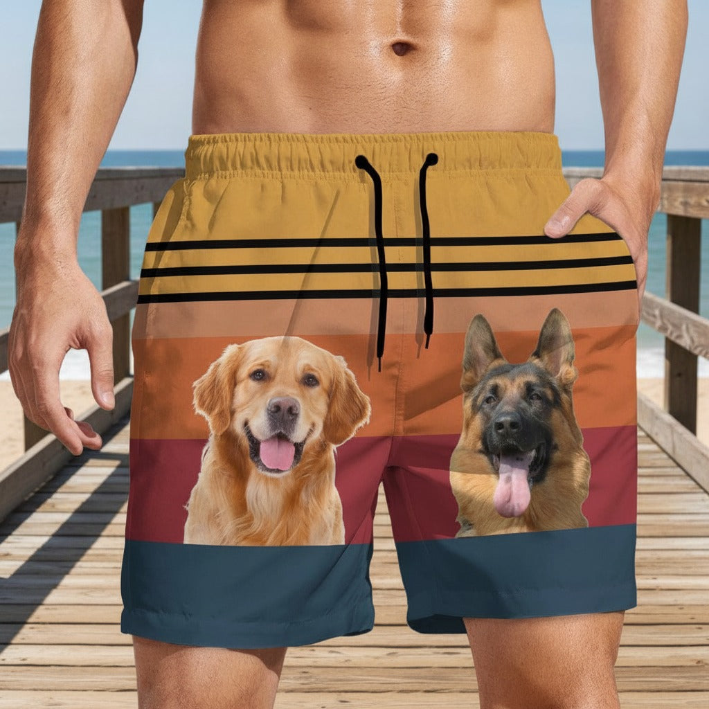 Custom Photo Dog Retro Beach Short 65YEN