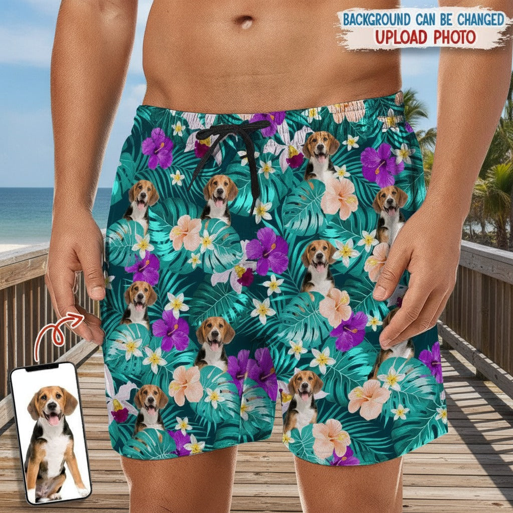 Custom Dog Photo Tropical Style Beach Short WYR2A