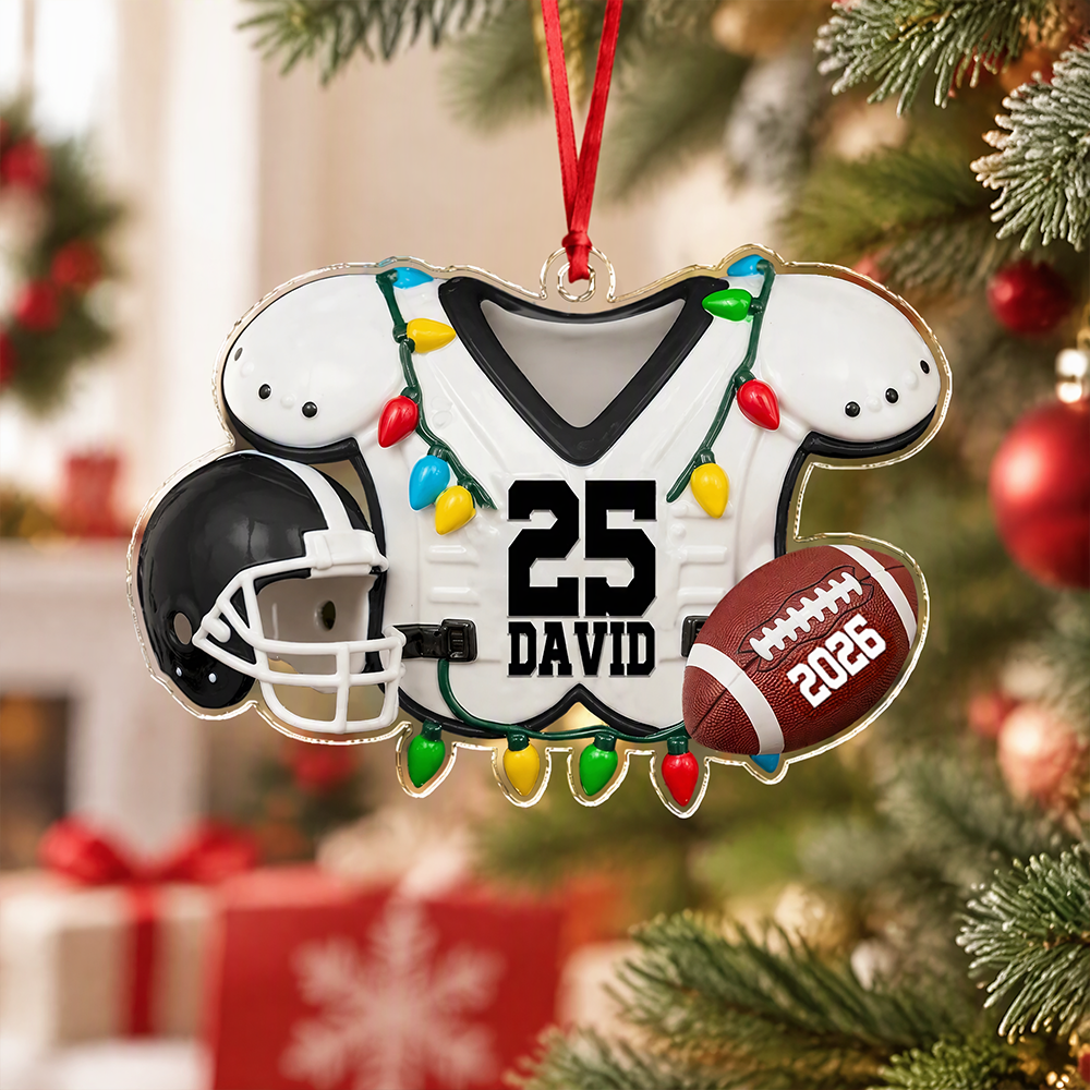 Custom Personalized Acrylic Ornament with Football Jersey & Helmet XDT5K
