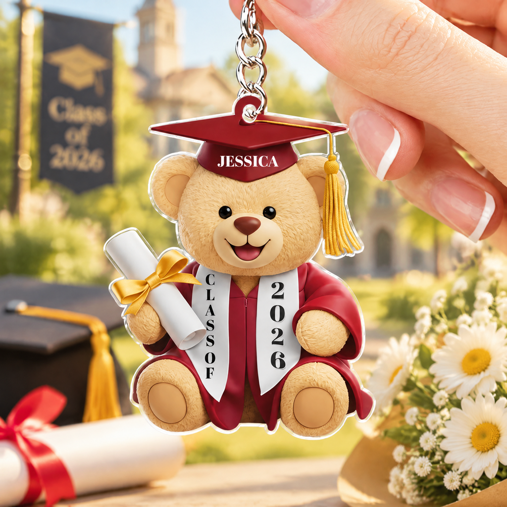 Custom Personalized Acrylic Ornament with Graduation Bear KL7J8
