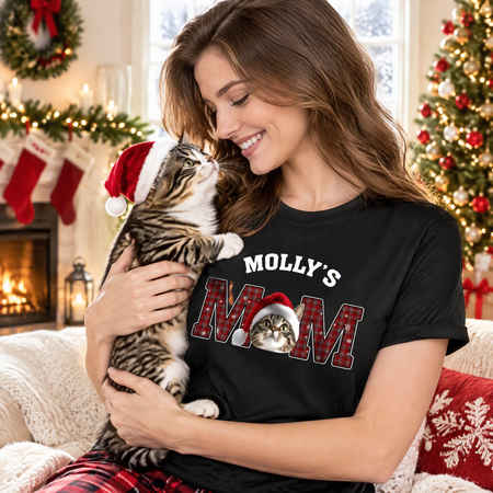 Custom Photo Upload T-Shirt with Buffalo Plaid Dog Dad Design 55AQQ