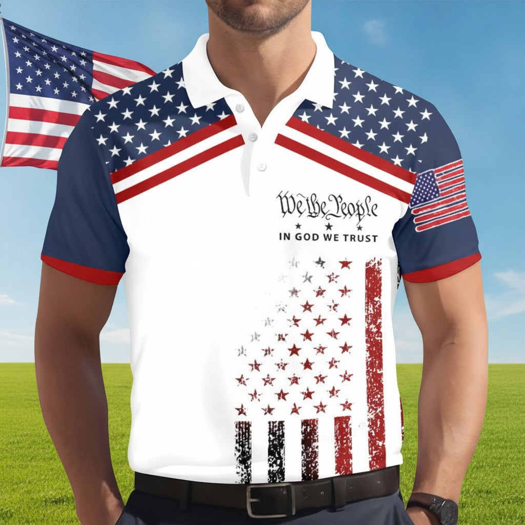 Custom Name We The People Patriotic Polo Shirt WMH7K