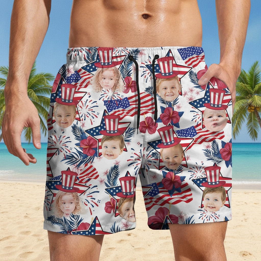 Custom Photo US Flag Hawaii Beach Short 3FLB7