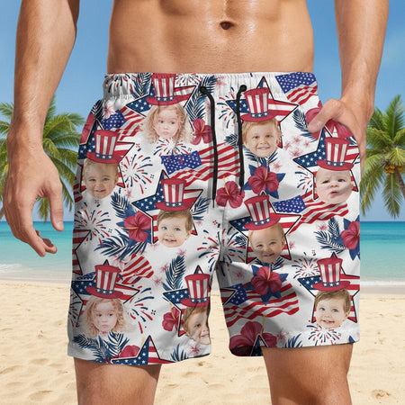 Custom Photo US Flag Hawaii Beach Short 3FLB7