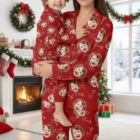 Custom Face Name Family Matching Pajamas — Couple Gift UH82V