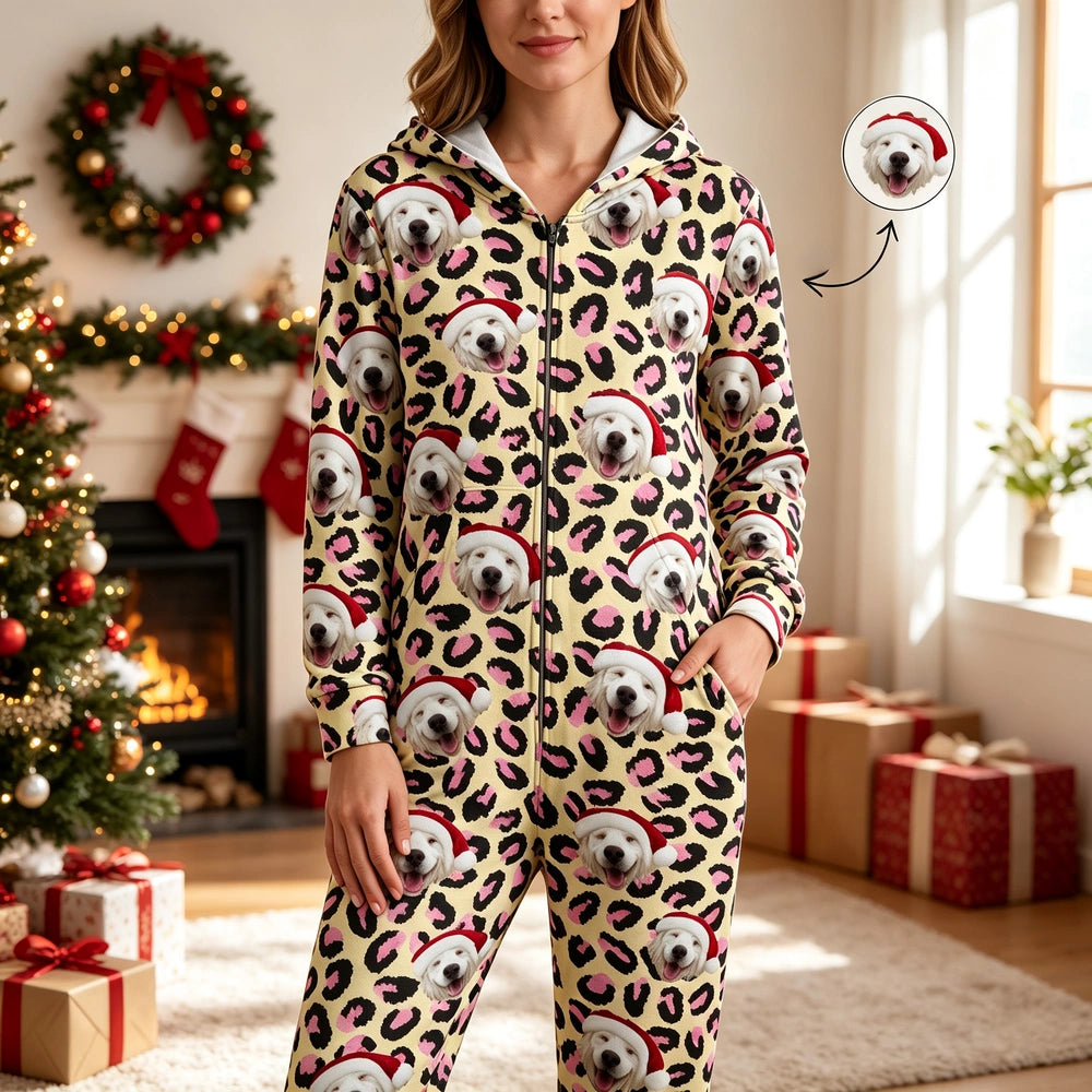 Custom Dog Leopard Pattern Onesie Pajamas — Gift for Dog Lovers HSMUW