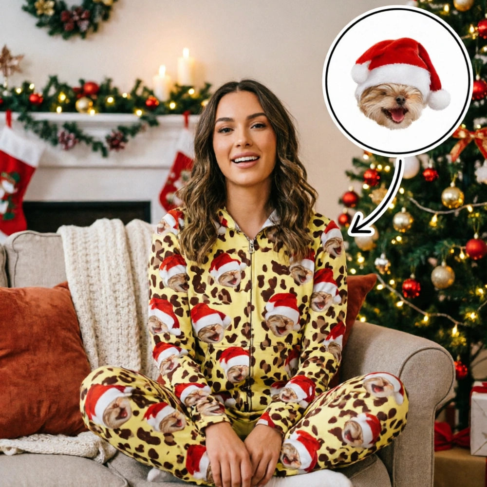 Custom Cat Leopard Pattern Onesie Pajamas — Gift for Cat Lovers PYFPF