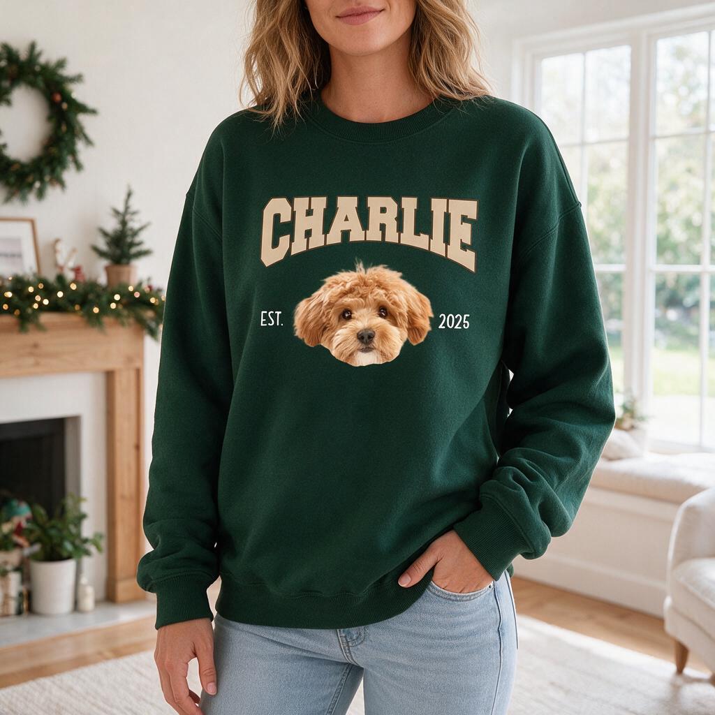 Custom Dog Photo And Name Sweatshirt For Dog Lover SKAAG