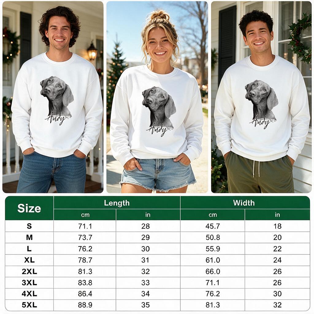 Custom pet portrait sweatshirt personalized with a favorite dog photo